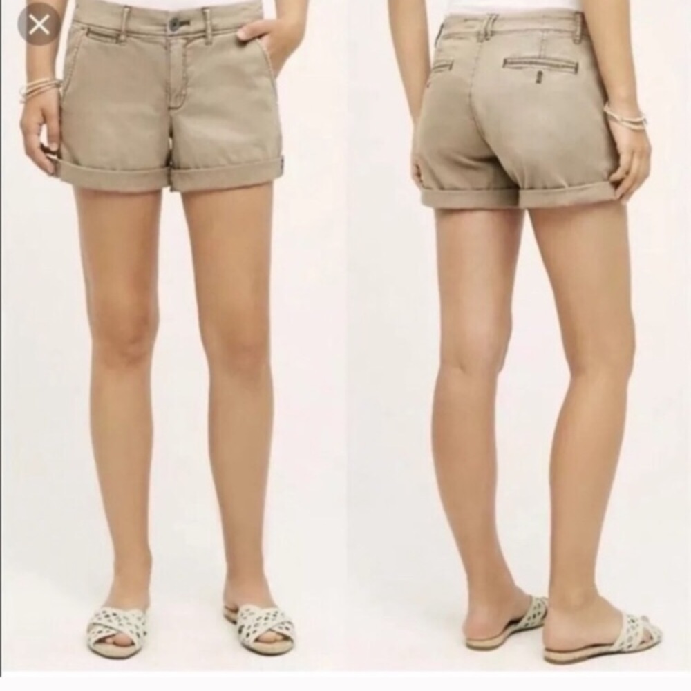 Anthropologie Rolled-Hem Khaki Bermuda Shorts